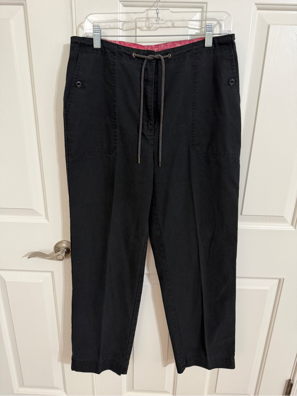 Lauren Ralph Lauren 10 Black Cotton Drawstring Utility Cargo Pants Pockets